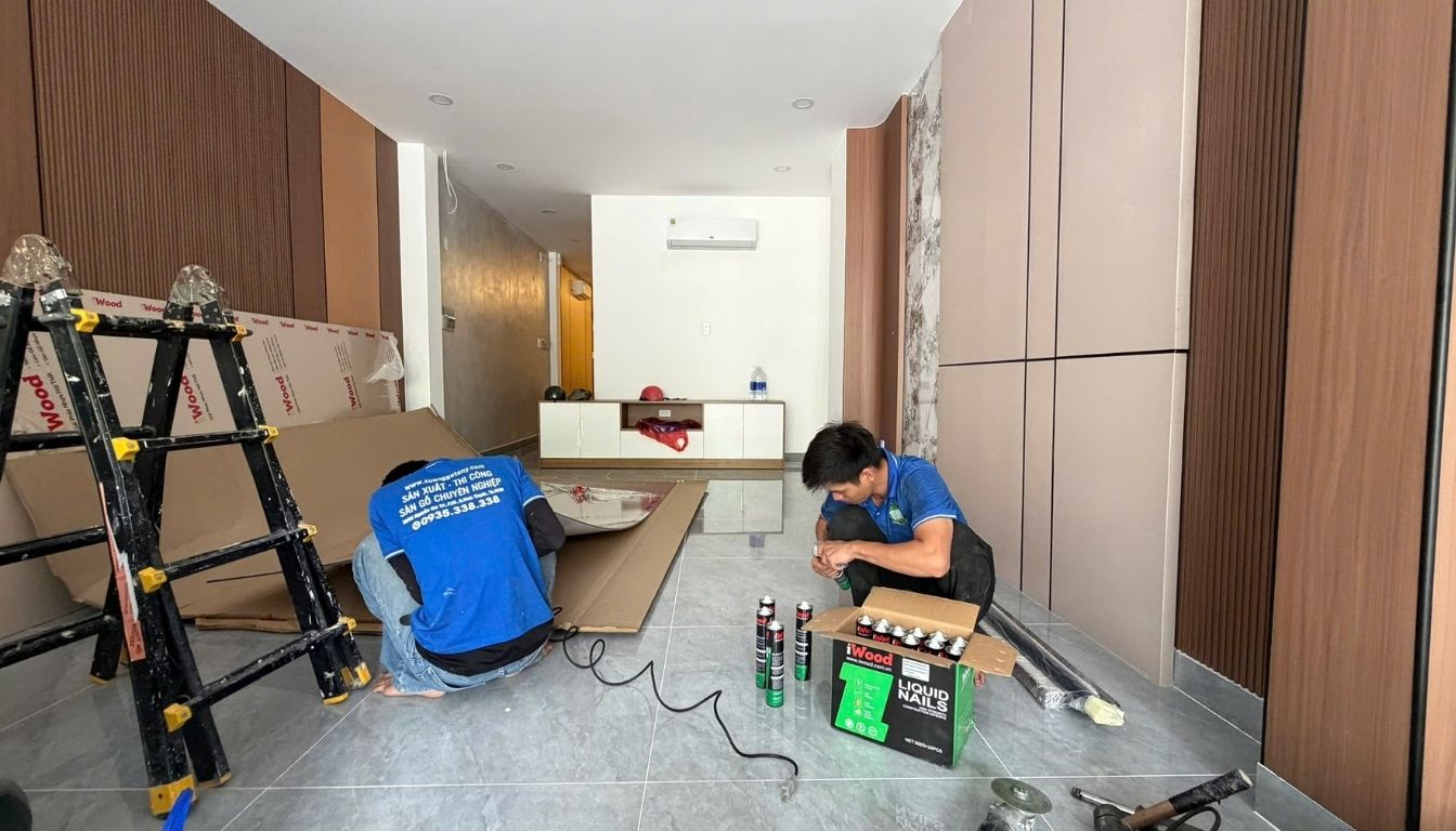Thi công tấm ốp than tre chống ẩm đúng kỹ thuật để đảm bảo độ bền tối đa