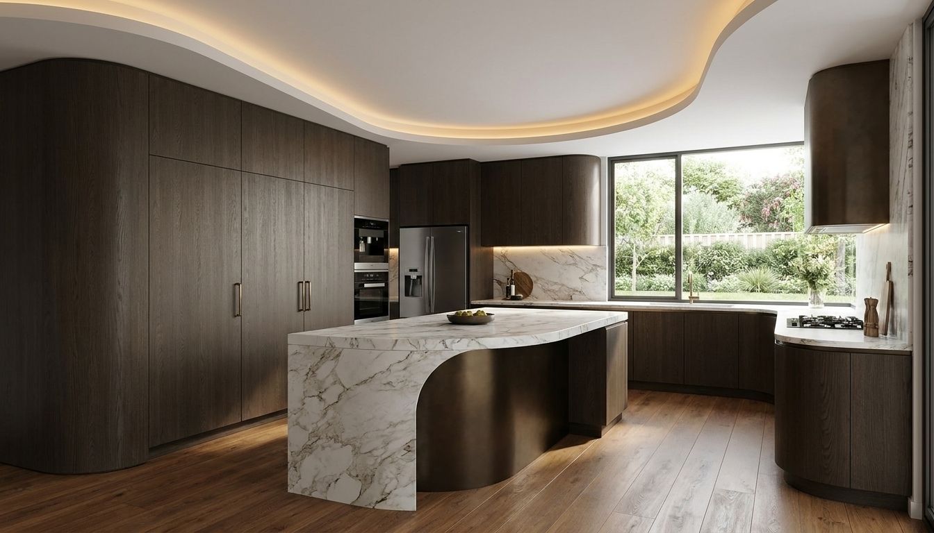 Nhà bếp hiện đại ốp tủ bếp bằng tấm than tre chống ẩm - ứng dụng nội thất cao cấp